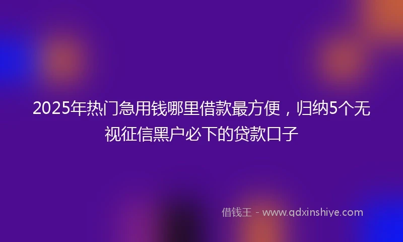 2025年热门急用钱哪里借款最方便，归纳5个无视征信黑户必下的贷款口子