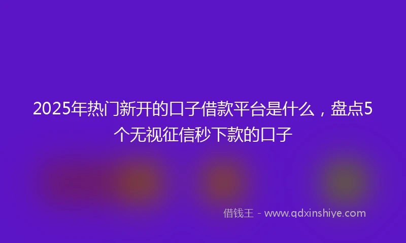 2025年热门新开的口子借款平台是什么，盘点5个无视征信秒下款的口子
