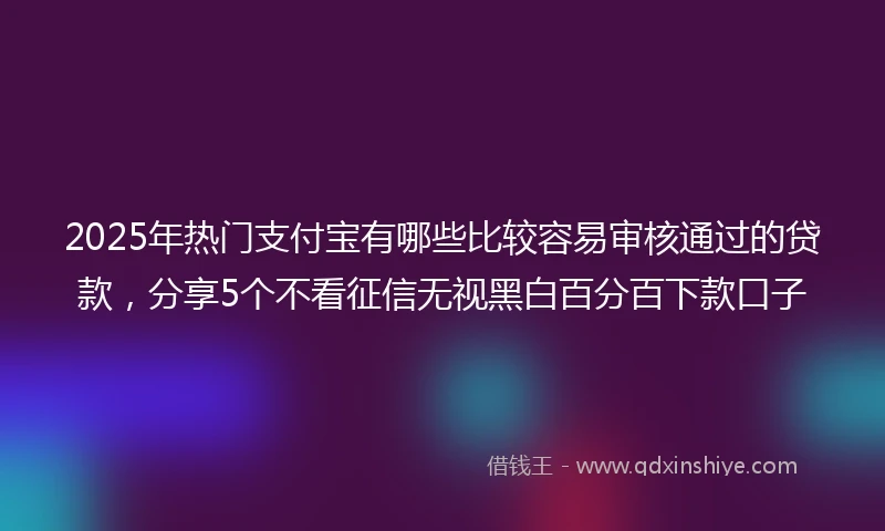 2025年热门支付宝有哪些比较容易审核通过的贷款，分享5个不看征信无视黑白百分百下款口子