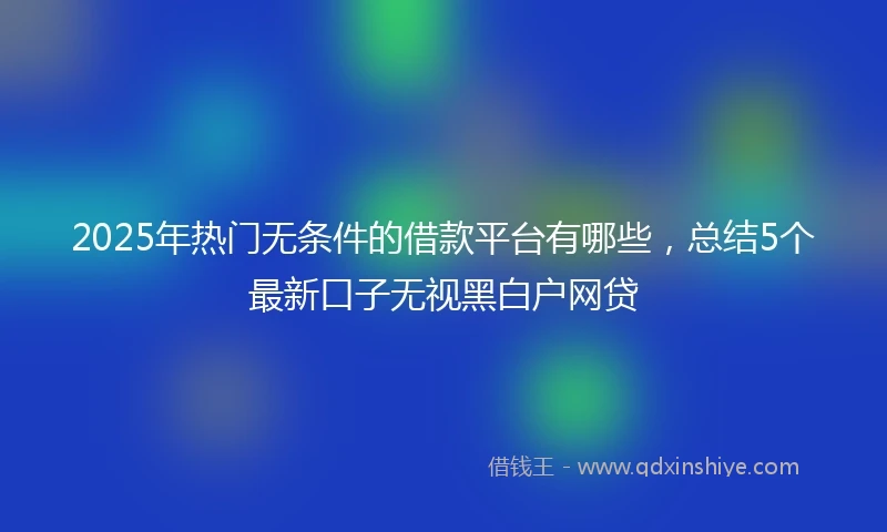 2025年热门无条件的借款平台有哪些，总结5个最新口子无视黑白户网贷