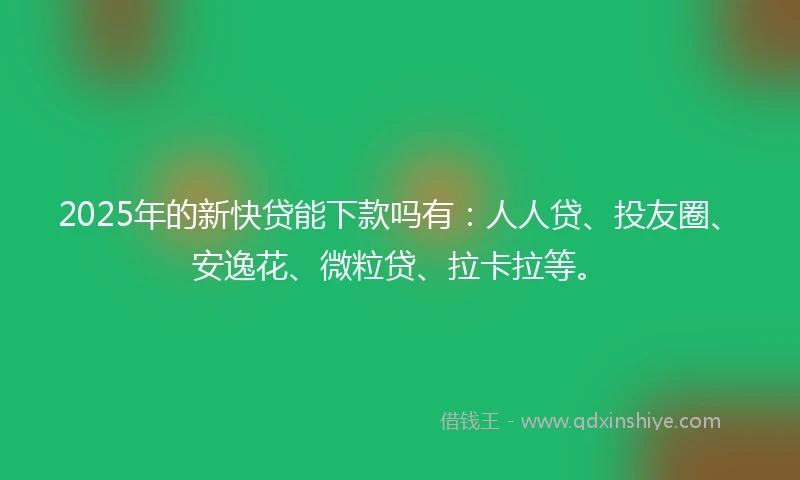 2025年的新快贷能下款吗有：人人贷、投友圈、安逸花、微粒贷、拉卡拉等。