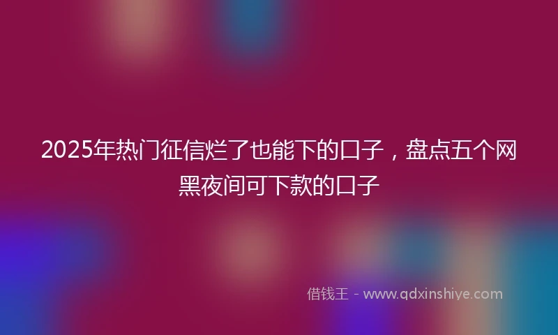 2025年热门征信烂了也能下的口子，盘点五个网黑夜间可下款的口子