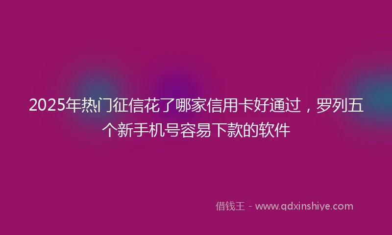 2025年热门征信花了哪家信用卡好通过，罗列五个新手机号容易下款的软件