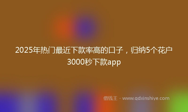 2025年热门最近下款率高的口子，归纳5个花户3000秒下款app