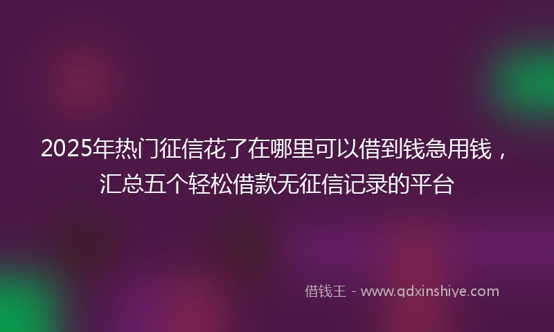 2025年热门征信花了在哪里可以借到钱急用钱，汇总五个轻松借款无征信记录的平台