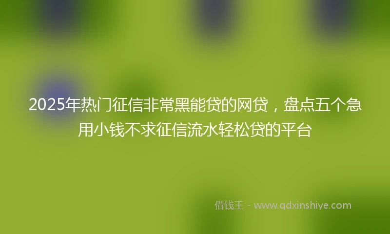 2025年热门征信非常黑能贷的网贷，盘点五个急用小钱不求征信流水轻松贷的平台