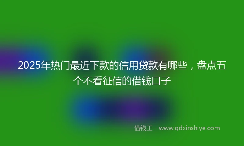 2025年热门最近下款的信用贷款有哪些，盘点五个不看征信的借钱口子