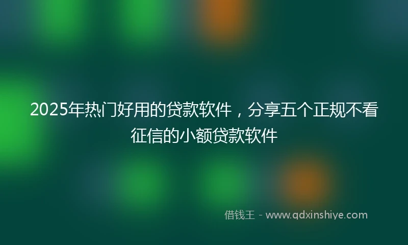 2025年热门好用的贷款软件，分享五个正规不看征信的小额贷款软件