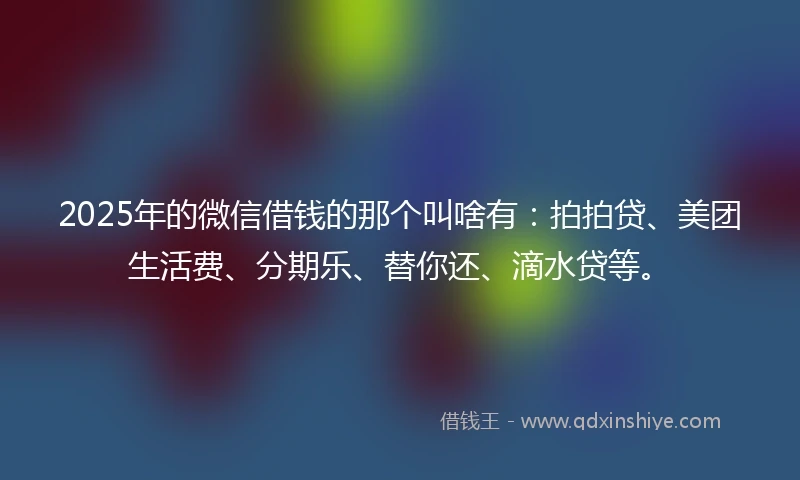 2025年的微信借钱的那个叫啥有：拍拍贷、美团生活费、分期乐、替你还、滴水贷等。