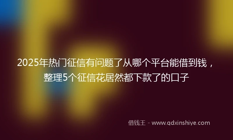 2025年热门征信有问题了从哪个平台能借到钱，整理5个征信花居然都下款了的口子