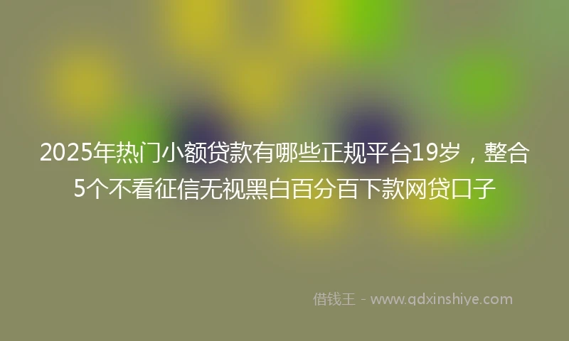 2025年热门小额贷款有哪些正规平台19岁，整合5个不看征信无视黑白百分百下款网贷口子