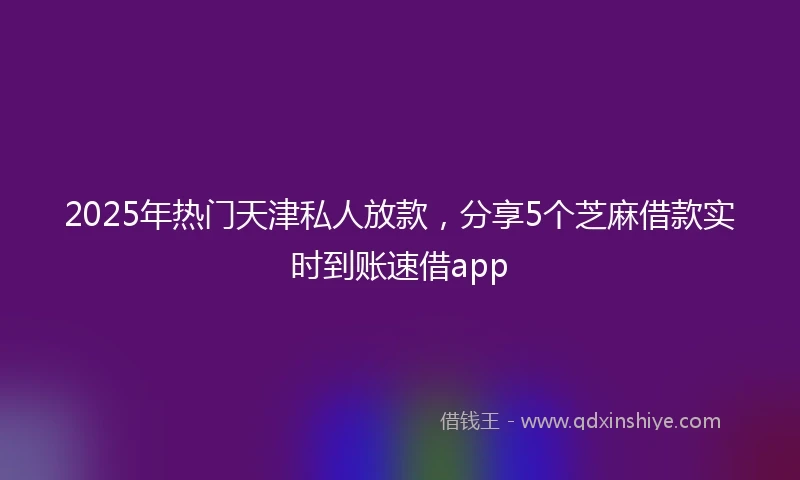 2025年热门天津私人放款，分享5个芝麻借款实时到账速借app