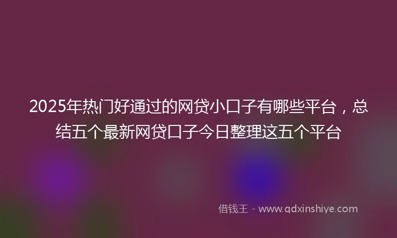 2025年热门好通过的网贷小口子有哪些平台，总结五个最新网贷口子今日整理这五个平台