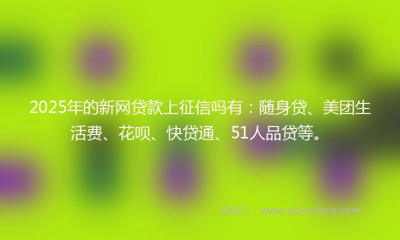 2025年的新网贷款上征信吗有：随身贷、美团生活费、花呗、快贷通、51人品贷等。