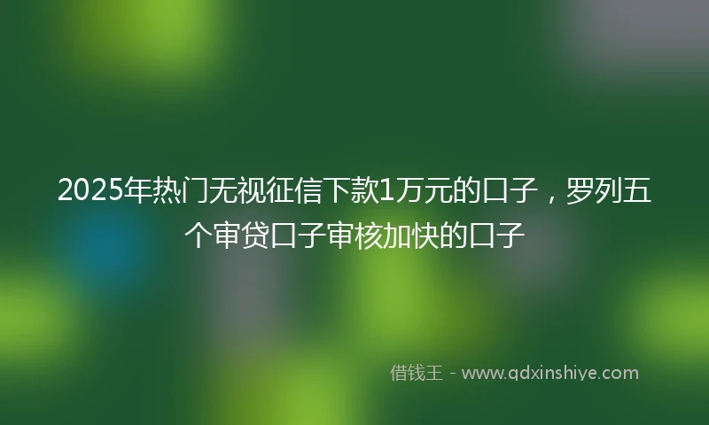 2025年热门无视征信下款1万元的口子，罗列五个审贷口子审核加快的口子