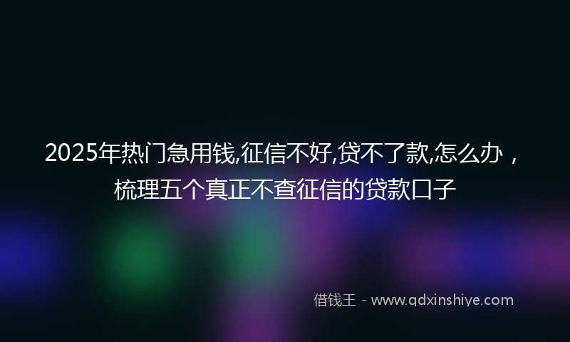 2025年热门急用钱,征信不好,贷不了款,怎么办，梳理五个真正不查征信的贷款口子