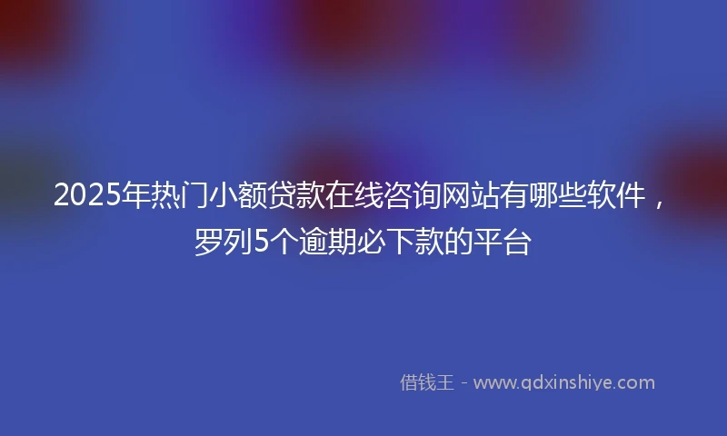 2025年热门小额贷款在线咨询网站有哪些软件，罗列5个逾期必下款的平台
