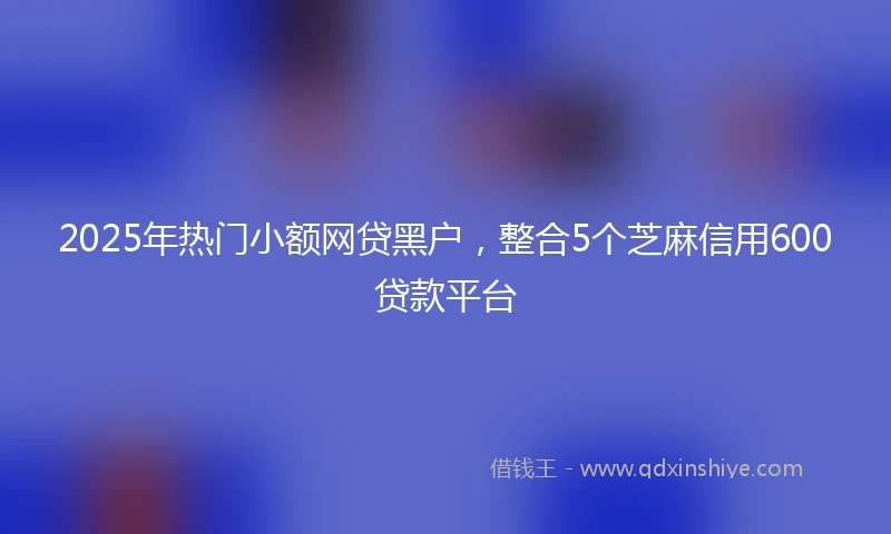 2025年热门小额网贷黑户，整合5个芝麻信用600贷款平台