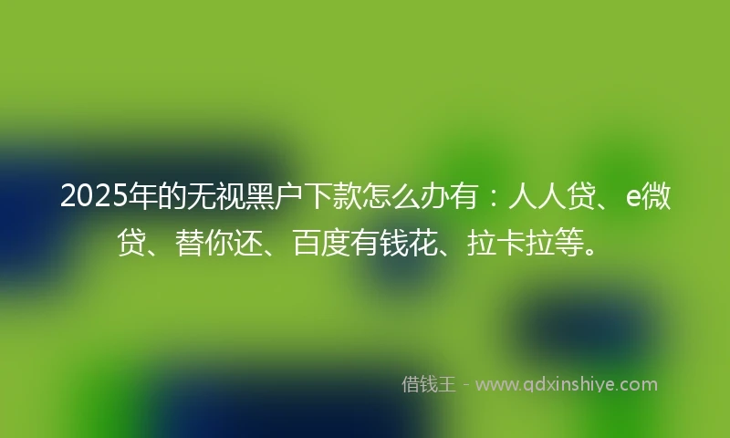 2025年的无视黑户下款怎么办有：人人贷、e微贷、替你还、百度有钱花、拉卡拉等。