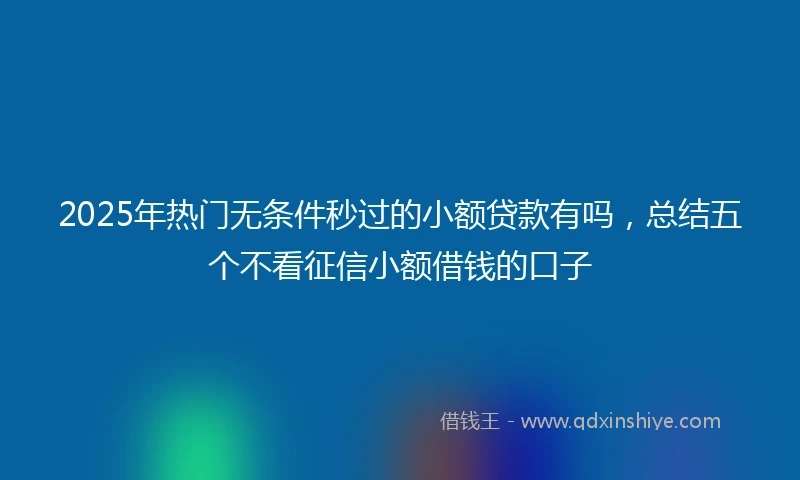 2025年热门无条件秒过的小额贷款有吗，总结五个不看征信小额借钱的口子