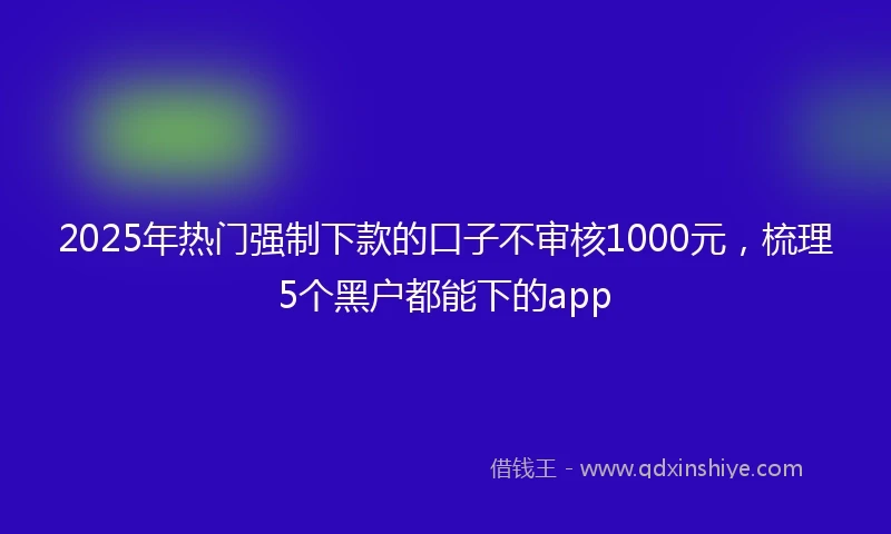 2025年热门强制下款的口子不审核1000元，梳理5个黑户都能下的app