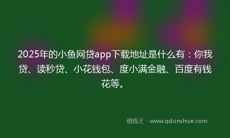 2025年的小鱼网贷app下载地址是什么有：你我贷、读秒贷、小花钱包、度小满金融、百度有钱花等。