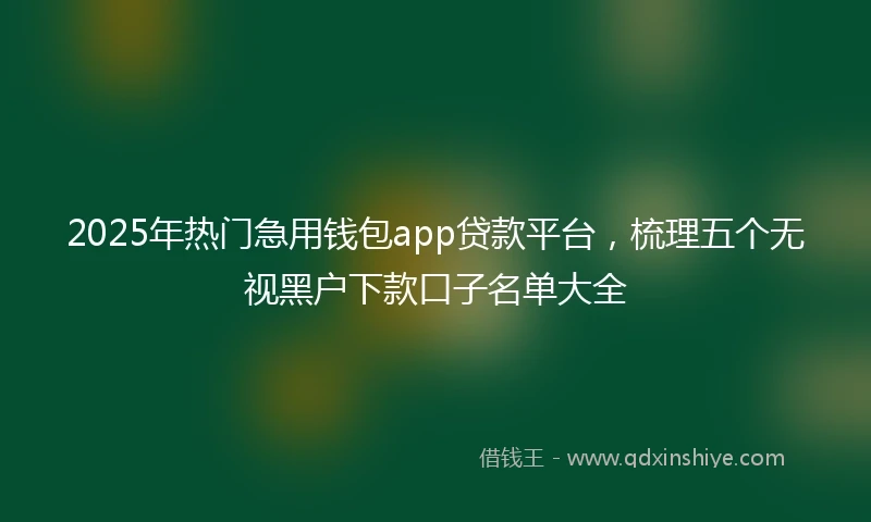 2025年热门急用钱包app贷款平台，梳理五个无视黑户下款口子名单大全