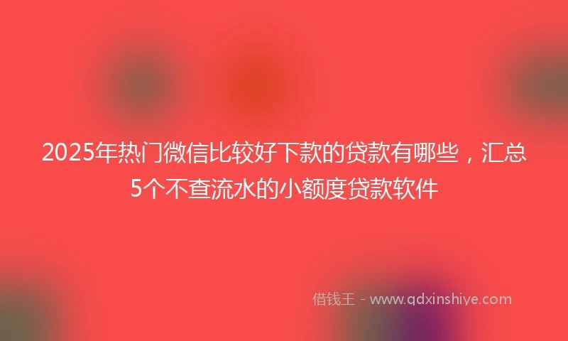 2025年热门微信比较好下款的贷款有哪些，汇总5个不查流水的小额度贷款软件