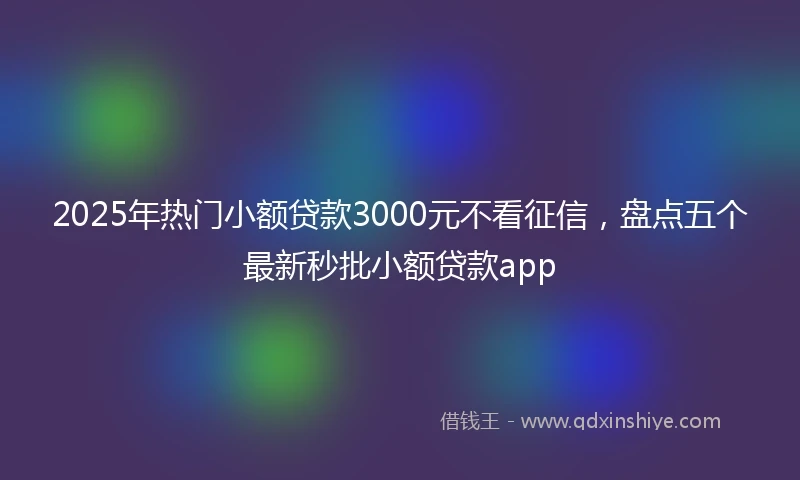 2025年热门小额贷款3000元不看征信，盘点五个最新秒批小额贷款app
