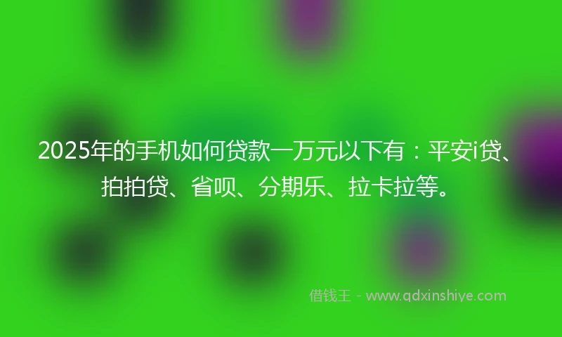 2025年的手机如何贷款一万元以下有：平安i贷、拍拍贷、省呗、分期乐、拉卡拉等。
