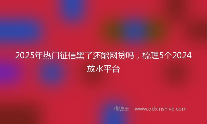2025年热门征信黑了还能网贷吗，梳理5个2024放水平台