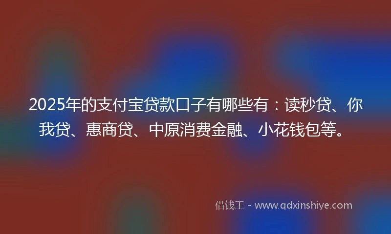 2025年的支付宝贷款口子有哪些有：读秒贷、你我贷、惠商贷、中原消费金融、小花钱包等。