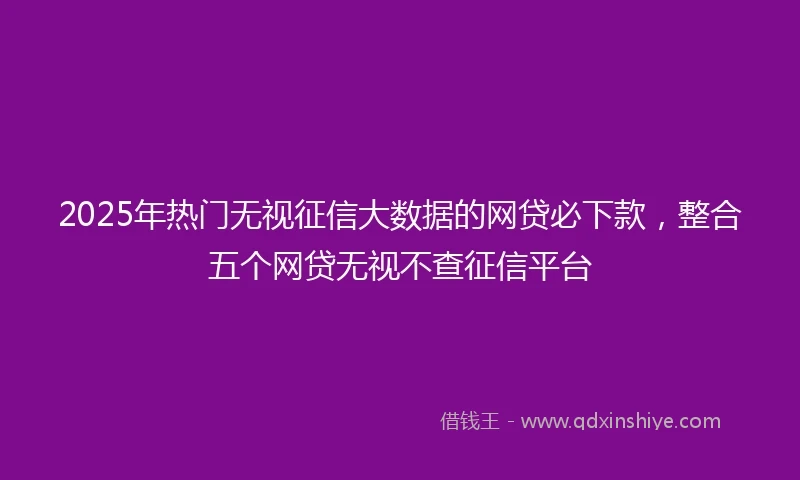 2025年热门无视征信大数据的网贷必下款，整合五个网贷无视不查征信平台