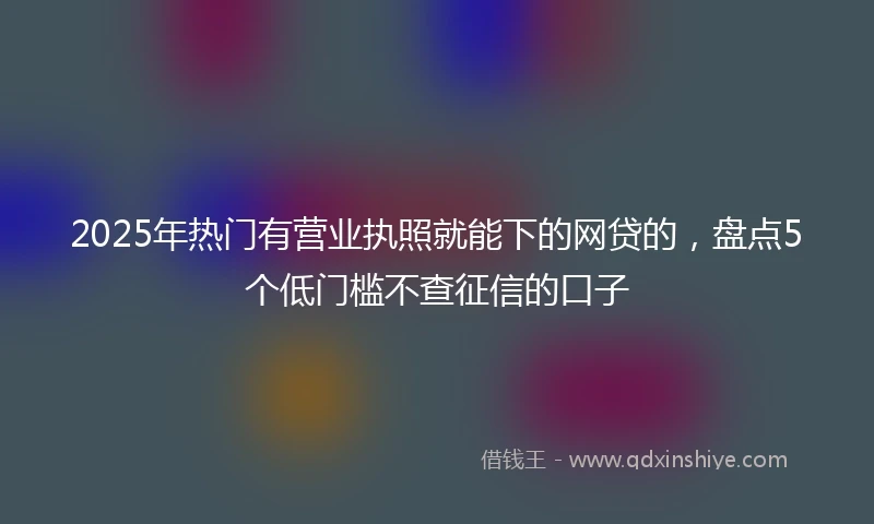 2025年热门有营业执照就能下的网贷的，盘点5个低门槛不查征信的口子