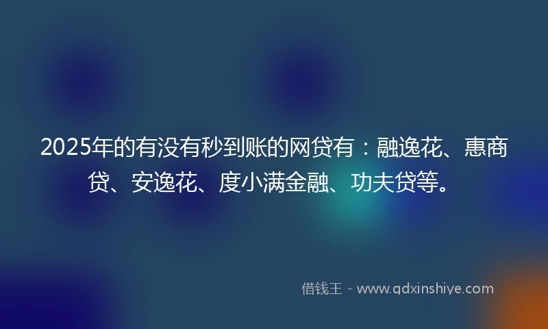 2025年的有没有秒到账的网贷有：融逸花、惠商贷、安逸花、度小满金融、功夫贷等。