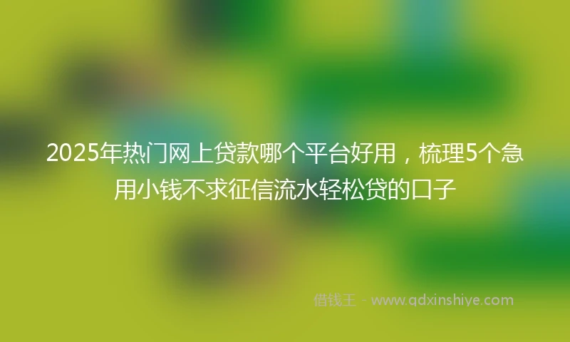 2025年热门网上贷款哪个平台好用，梳理5个急用小钱不求征信流水轻松贷的口子