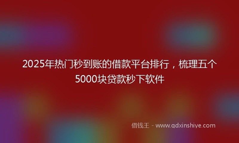 2025年热门秒到账的借款平台排行，梳理五个5000块贷款秒下软件
