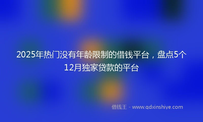 2025年热门没有年龄限制的借钱平台，盘点5个12月独家贷款的平台