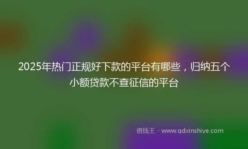 2025年热门正规好下款的平台有哪些，归纳五个小额贷款不查征信的平台