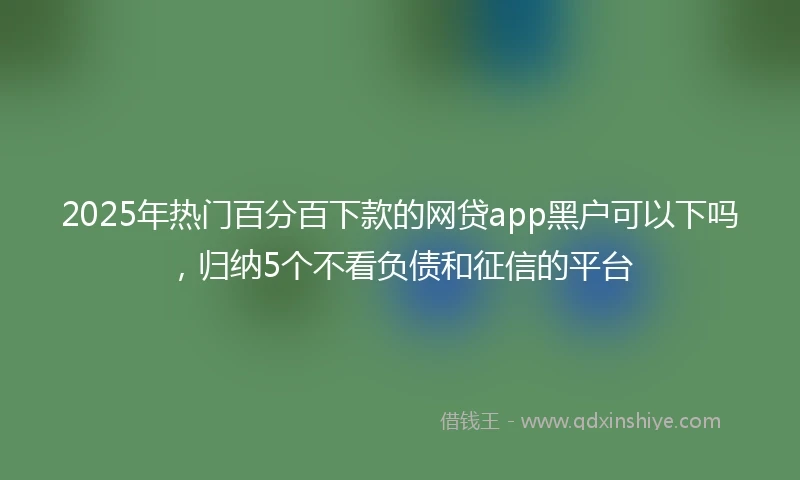 2025年热门百分百下款的网贷app黑户可以下吗，归纳5个不看负债和征信的平台