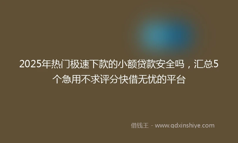 2025年热门极速下款的小额贷款安全吗，汇总5个急用不求评分快借无忧的平台