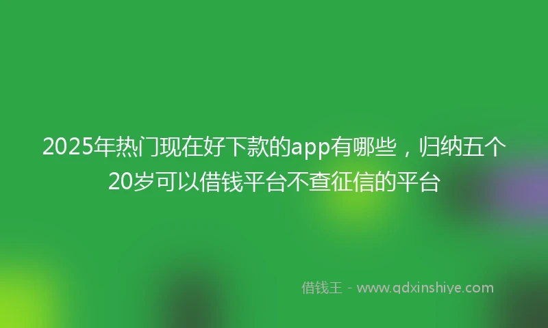 2025年热门现在好下款的app有哪些，归纳五个20岁可以借钱平台不查征信的平台