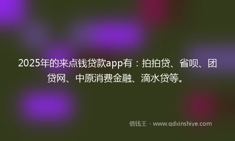 2025年的来点钱贷款app有：拍拍贷、省呗、团贷网、中原消费金融、滴水贷等。