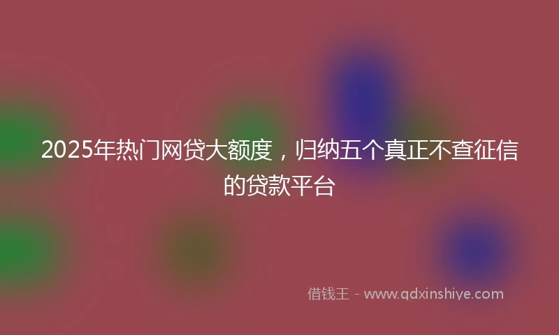 2025年热门网贷大额度，归纳五个真正不查征信的贷款平台