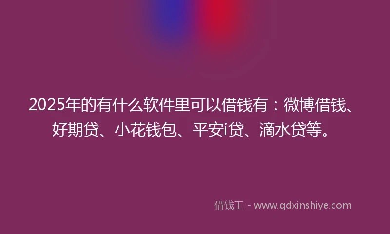 2025年的有什么软件里可以借钱有：微博借钱、好期贷、小花钱包、平安i贷、滴水贷等。
