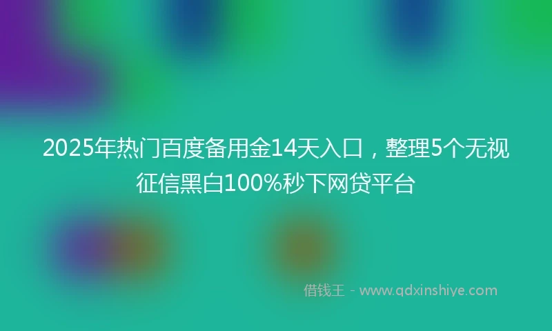 2025年热门百度备用金14天入口，整理5个无视征信黑白100%秒下网贷平台