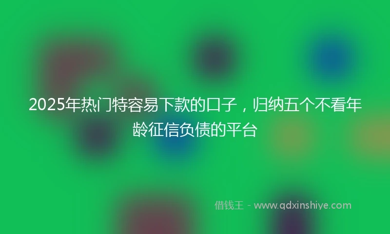 2025年热门特容易下款的口子，归纳五个不看年龄征信负债的平台