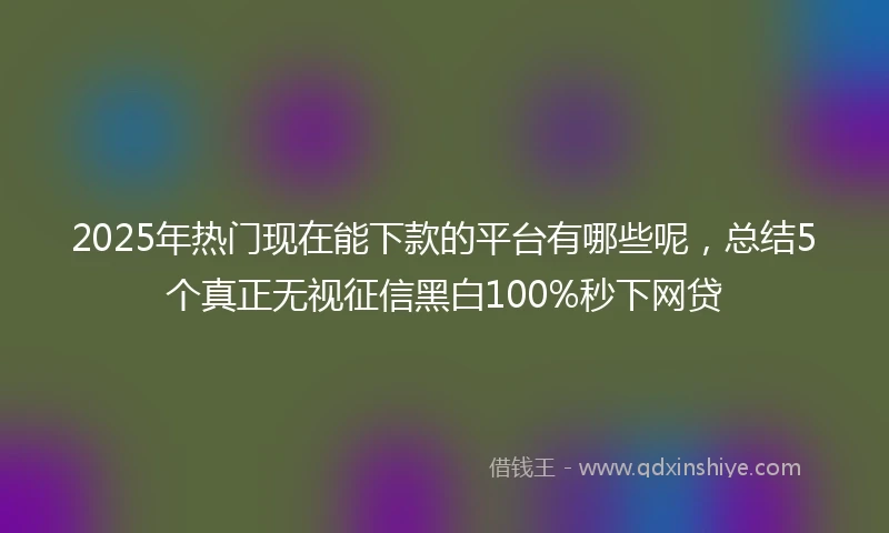 2025年热门现在能下款的平台有哪些呢，总结5个真正无视征信黑白100%秒下网贷