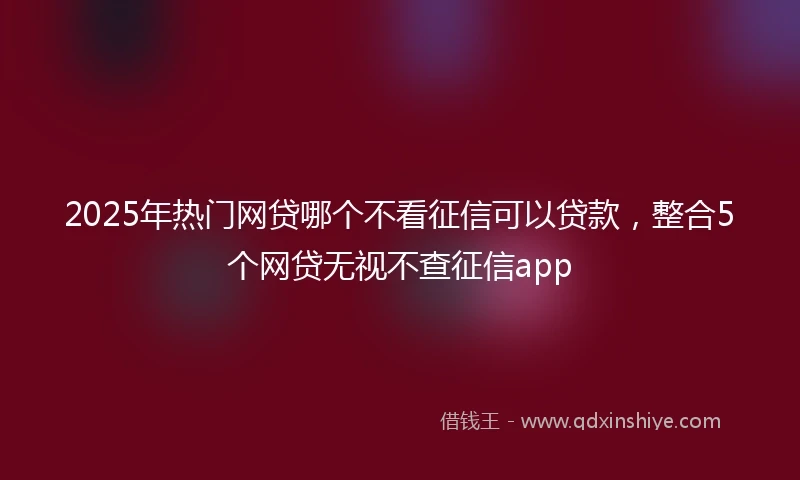 2025年热门网贷哪个不看征信可以贷款，整合5个网贷无视不查征信app