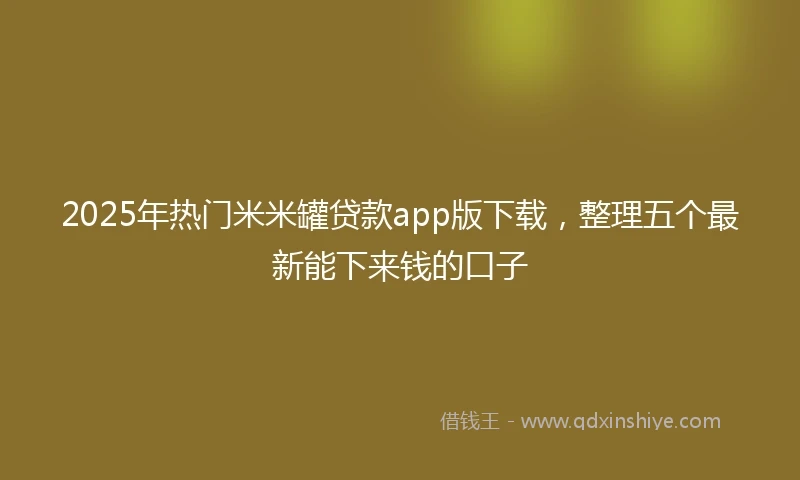 2025年热门米米罐贷款app版下载，整理五个最新能下来钱的口子